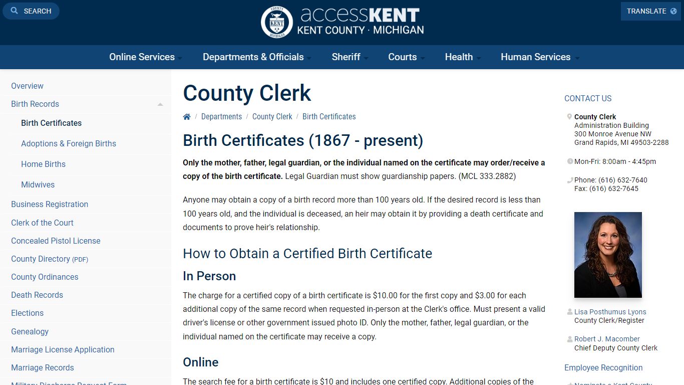 Birth Certificates - Kent County ... - Kent County, Michigan