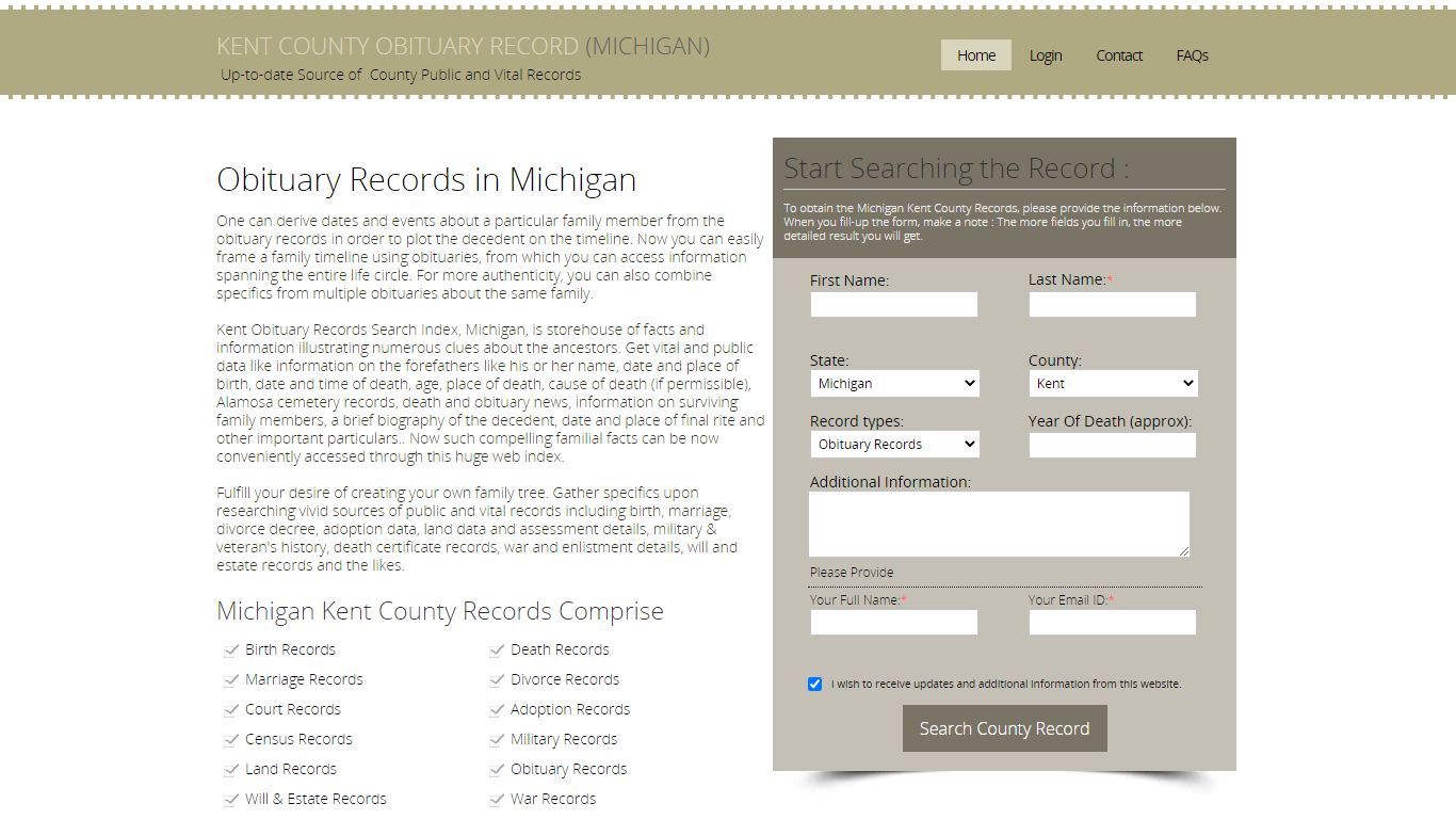 Kent County, Michigan Obituary Death ... - County Record