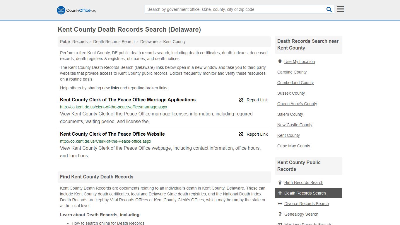 Death Records Search - Kent County, DE (Death Certificates ...