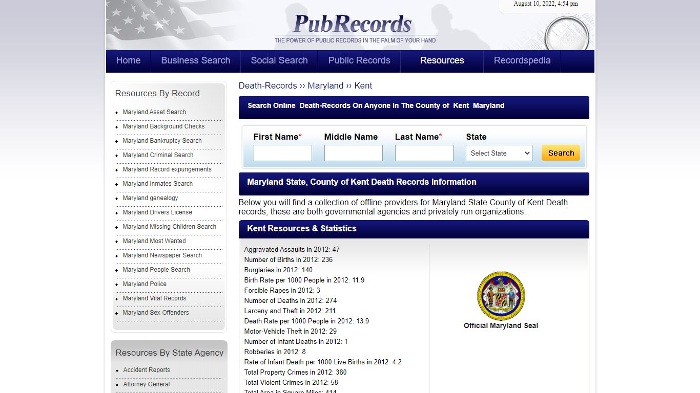 Kent County, Maryland Death Records - Pubrecords.com